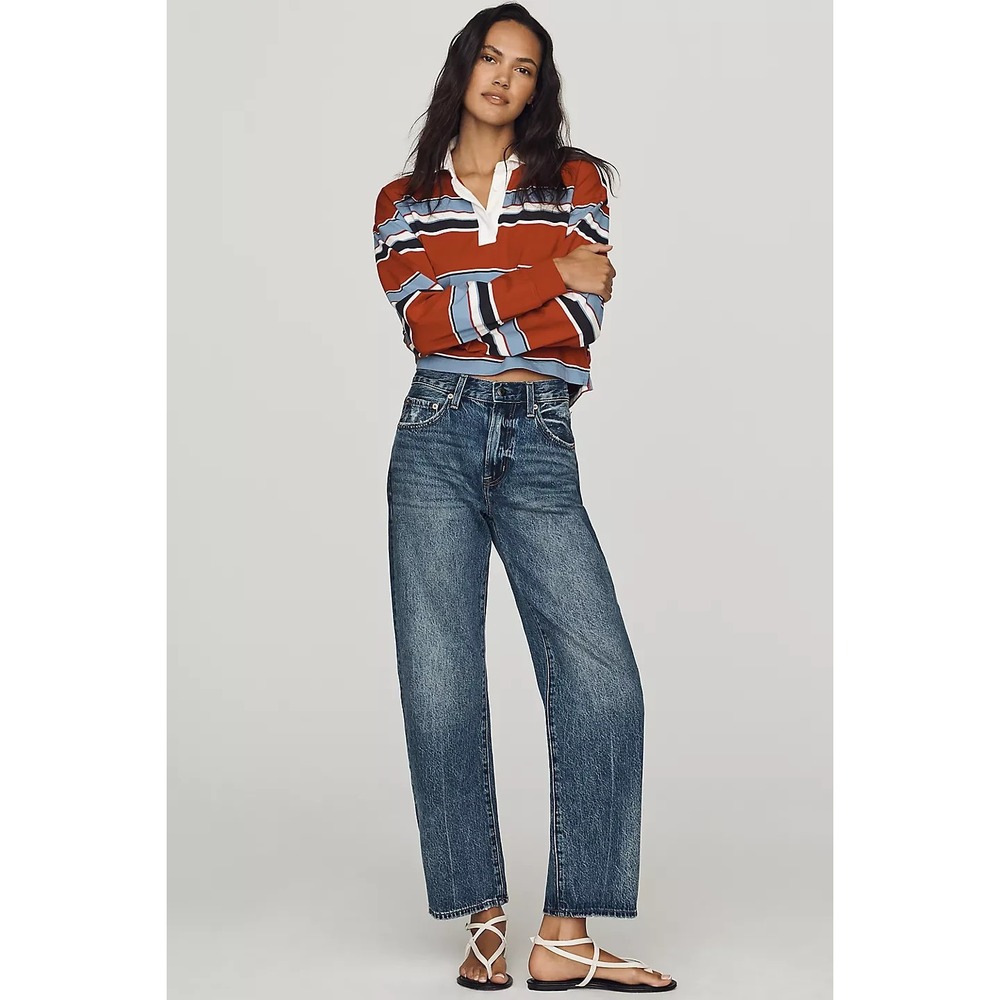 NWT Pistola Lexi Mid Rise Bowed Straight Barrel Jeans Artisan Wash Size 28